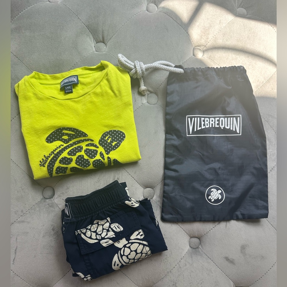 Vilebrequin Lime and Navy Turtle Set